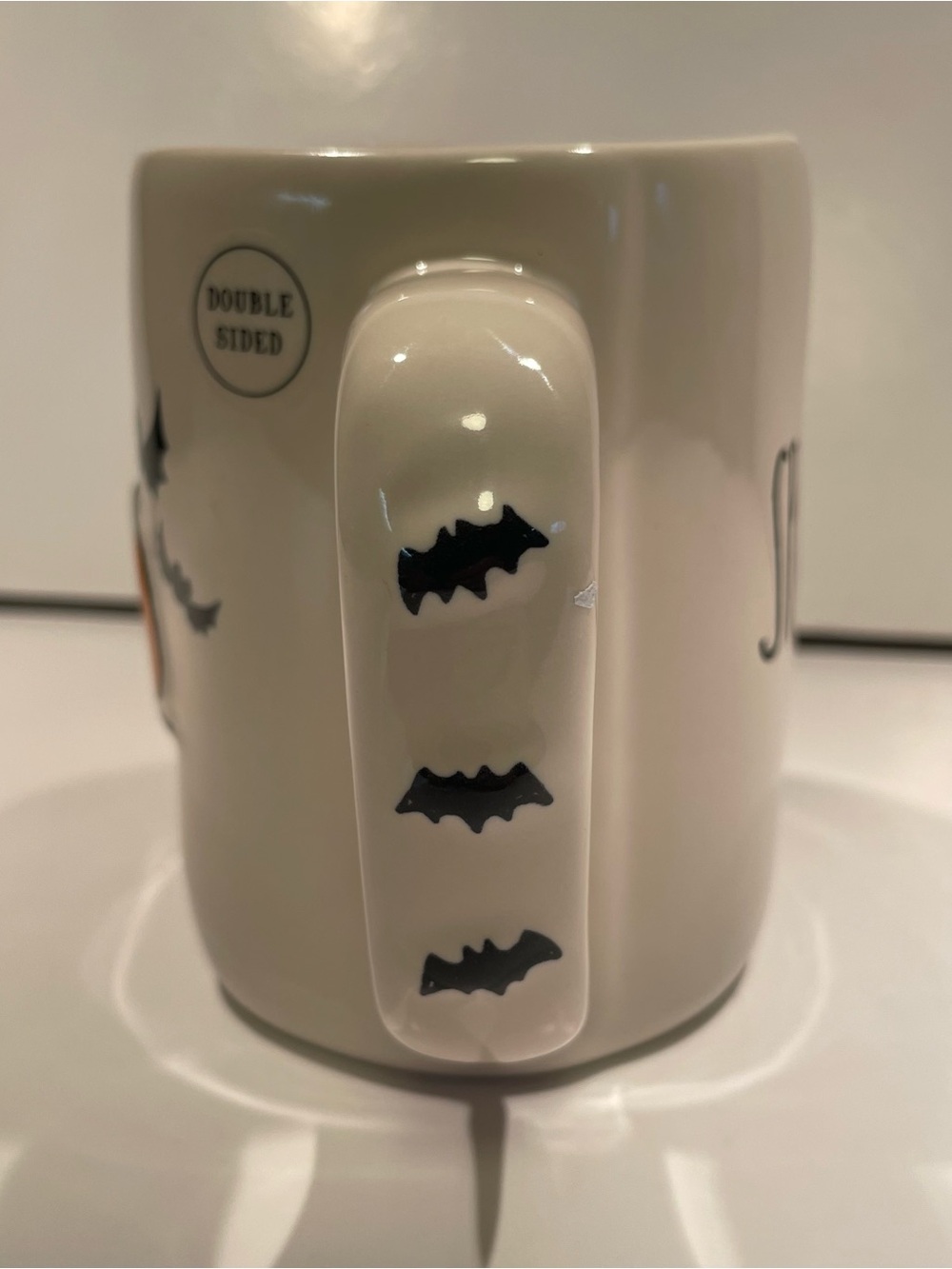 Rae Dunn Peanuts Linus Halloween Mug SPOOKY Pumpkin Bats Orange Interior - Picture 3 of 6